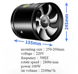 220V 4/6/7/8/10/12inch round duct exhaust fan Air Ventilator Metal Pipe Ventilation vent Exhaust Fan for Household kitchen