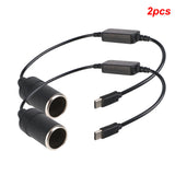 Car Electronics Cigarette Lighter Socket Power Adapter Converter USB Type C Chargers 5V To 12V Cable Extender Auto Accessories