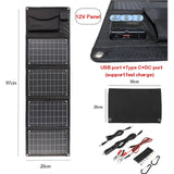 100W Foldable Solar Panel - Portable Dual USB Charger with Fast Charge Support for Phone. Ideal for Camping. Harness Solar Energy.