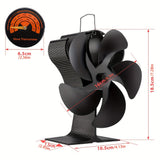 1pc, Wood Stove Fan, Fireplace Fan For Wood Burning Stove, 5-Blade Heat Powered Fan, Wood Stove Accessories, Quiet Operation Circulating Warm Air, Include Magnetic Thermometer