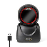 1D 2D QR Desktop Wired Barcode Scanner - Hands-Free Automatic Sense Reader USB, with Image CMOS Sensor for Retail Shop and Grocery Store
