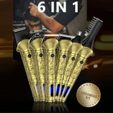 NEW 697 6 in 1 Grooming Kit Hair Clipper Nose Shaver Body Trimmer Professional Rechargeable Metal Vintage