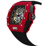 PINTIME Hot Sale Men Sport Automatic Watch Mechanical Movement Rubber Strap Luxury Style Hollow Dial Gift Wristwatches
