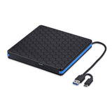USB3.0 Type C External DVD RW Burner Slim Optical Disk Drive High Speed Transfer DVD Reader Plug and Play for Laptop PC Desktop