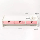 Laptop Wood Stand Multiple Styles 3 Drawers Computer Support Monitor Riser Holder Desktop Bedroom Table Shelf