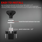 DaierTek 2PCS Golf Cart Push Pull Light 12 Volt Universal Headlight Switch Button for Club Car EZGO Yamaha