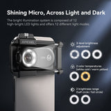 APEXEL APL-MS150 150X Mobile Microscope Lens LED/ UV Lights Built-in CPL Filter Battery with Universal Phone Clip