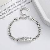 S925 Sterling Silver Graffiti Pattern Rabbit Bear Bracelet