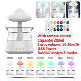 Mushroom Air Humidifier Colorful Night Lights Electric Aroma Diffuser Rain Cloud Smell Distributor Relax Water Drops Sounds