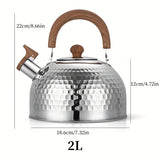 1pc Large Capacity Stovetop Coffee Kettle - Non-Magnetic Stainless Steel Whistle Kettle with 2L/3L/4L Capacity for Induction Cooking
