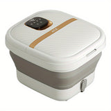 Portable foldable spa bath massager with heat, bubbles, vibration and red light, foot therapy tube