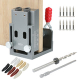 15 Degrees Pocket Hole Jig Kit Push-pull Clamp Locator Hole Puncher With Drill Bit Set DIY Carpentry Tools Set