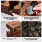 TREELF 3 IN 1 Knock Box and Tamping Station 51/54MM Espresso Anti-pressure Pad Stand Walnut Wooden Coffee Tool