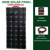 600W/300W Solar Panel Kit - 18V Flexible Solar Cell with 60A Controller Battery Charger for Outdoor Camping, Yacht, Motorhome, Car, RV, Boat