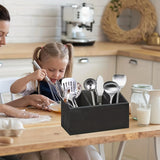 1pc Farmhouse Style Wooden Tableware Rack - 2 Layers of Tableware Box for Kitchen Organization and Storage - Black Finish