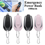 1500mAh Portable Keychain Charger Type-C Ultra-Compact Mini Battery Pack 5V Fast Charging Backup Power Bank For iPhone Android