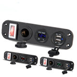 DIY Pre Wired Switch Dual USB Cigarette Lighter 4.2A 4in1 Panel Mount Socket Car Voltmeter