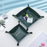 PU Leather Folding Tray Jewelry Display Plate Earrings Rings Cosmetic Organizer Desktop Key Coin Watch Sundries Box