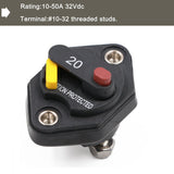 12-32V Circuit Breaker Trolling Motor Car Marine Boat Stereo Audio Inline Inverter Waterproof with Manual Reset Switch Fuse 20A