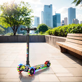 Foldable Kick Scooter with Light-Up Wheels - Kids Adjustable Height 3 Wheel Scooter, Lean To Steer for Children Ages 2 - 10