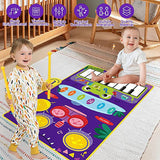 2-In-1 Baby Toys, Toddler Piano Keyboard And Drum Floor Mat With Sticks, Early Music Learning Sensory Toys For Ages 1-3