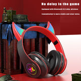 Devil Ears Bluetooth 5.0 Wireless Headphones with Mic for Kids Child Noise-cancelling Flash Light Headset Support TF Card