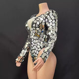Mirror performance mechanical technology dance, cool stage costumes, tight slimming, slim fitting, and elegant dresses