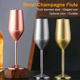 220ml Stainless Steel Champagne Unbreakable Wine Cup Gold Sier tail Glass Metal Flute Home Bar Party Supplies