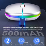 Rechargeable Bluetooth wireless mouse 2.4GHz USB RGB 1600DPI mouse, suitable for computers, laptops, game consoles, and mice
