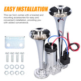 12V 110dB Dual Trumpet Loud Electric Horn with Air Compressor and Relay Luchthoorn for Car Truck SUV Van Boat