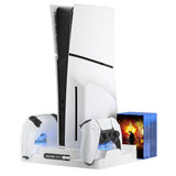 Stand PS5 Slim Dual Controller Charging Station RGB Light 8 Game Disk Slots 3 Levels Coog Fan For Playstation 5