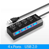 Multi Splitter Use Power Adapter 4/7 Port Multiple 2.0 Expander USB 3.0 Hub with Switch 30CM Cable