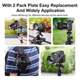 Quick Release Plate, Camera Mount Adapter 1/4" 3/8" Screw, Compatible with DSLR Camera, Tripod Ball Head