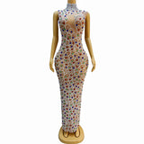 Full Diamond Colorful and Luxury Sense 2023 New Banquet Style Celebrity Long Evening Dress