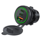 12V-24V Socket 75W PD Type C QC 3.0 Power Outlet Waterproof Fast Charge Adapter Charger for Car RV Marine