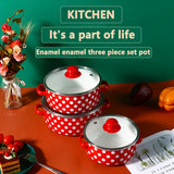 3pcs, Soup Pot, Enamel Thickened Double Ear Soup Pot, High Temperature Resistant, Cooking Pot, Barbecue Stew Pot, Frying Pan