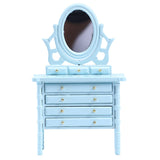 1:12 Dollhouse Miniature Wooden Makeup Dressing Table With Mirror Drawer Bedroom Pretend Furniture