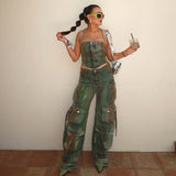 Washed Tie-dyed Zipper Button Tight Irregular Outer Wear Denim Small Sling