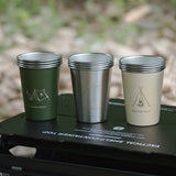 4Pcs 350ml Camping Beer with Bag Coffee Milk Tumblers 304 Stainless Steel Portable Water Cup for Outdoor Barbecue