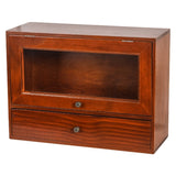 Retro Desktop Dresser Cosmetic Rack Dust-Proof Flip Antique Cabinet Tea Set Wooden Box Storage Closet