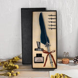 English Calligrap Feather Vintage Advertising ink Dip Water Metal Fountain Pen Set Birthday Gift Box 5 Nibs