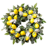 18 Inch Artificial With Yellow Lemon Green Leaves,Fake Fruit Wreath For Home Wall And Front Door Decor