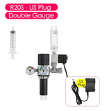 Stainless Steel Aquarium Regulator with Single/Double Pressure Gauge and Triple Filter Element - Solenoid Valve, EU/US Plug