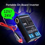 Car Inverter DC 12V 24V to 110V/220V AC Sockets Quick Charging USB Chargers Cigar Lighter Socket Power Adapter Converter