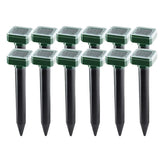 12 Pac Outdoor Solar Ultrasonic Vibration Mole Electronic Snake Repeller for Garden Yard Farm