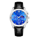 PINTIME Man Watch Waterproof 3Bar Casual Quartz Wristwatch Stainless Steel Strap Moon Phase Dial Work Chrono Function Clock Gift