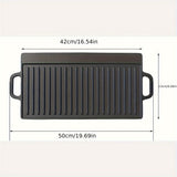 1pc, Non Stick Grill Pan, Cast Iron Griddle, Double Sided Baking Cooking Tray, Flat Top Griddle For Stovetop, Barbecue Plate
