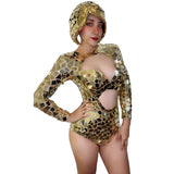 Personalized street fashion runway dress with super shiny sequins, tight fitting and short jumpsuit