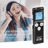 T63 Digital Voice Recorder 8+32G Activated Record Playback MP3 Music Player w/ Mic Speaker 1536KBPS High Recording USB Charging