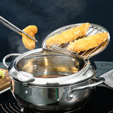 Frying Stainless Steel Deep Fryer Pot With Temperature Control For Kitchen Cooking